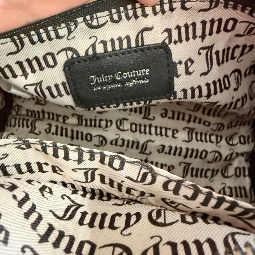 Juicy couture Black faux leather crossbody heartless shoulder/handbag chain stra - Picture 7 of 9